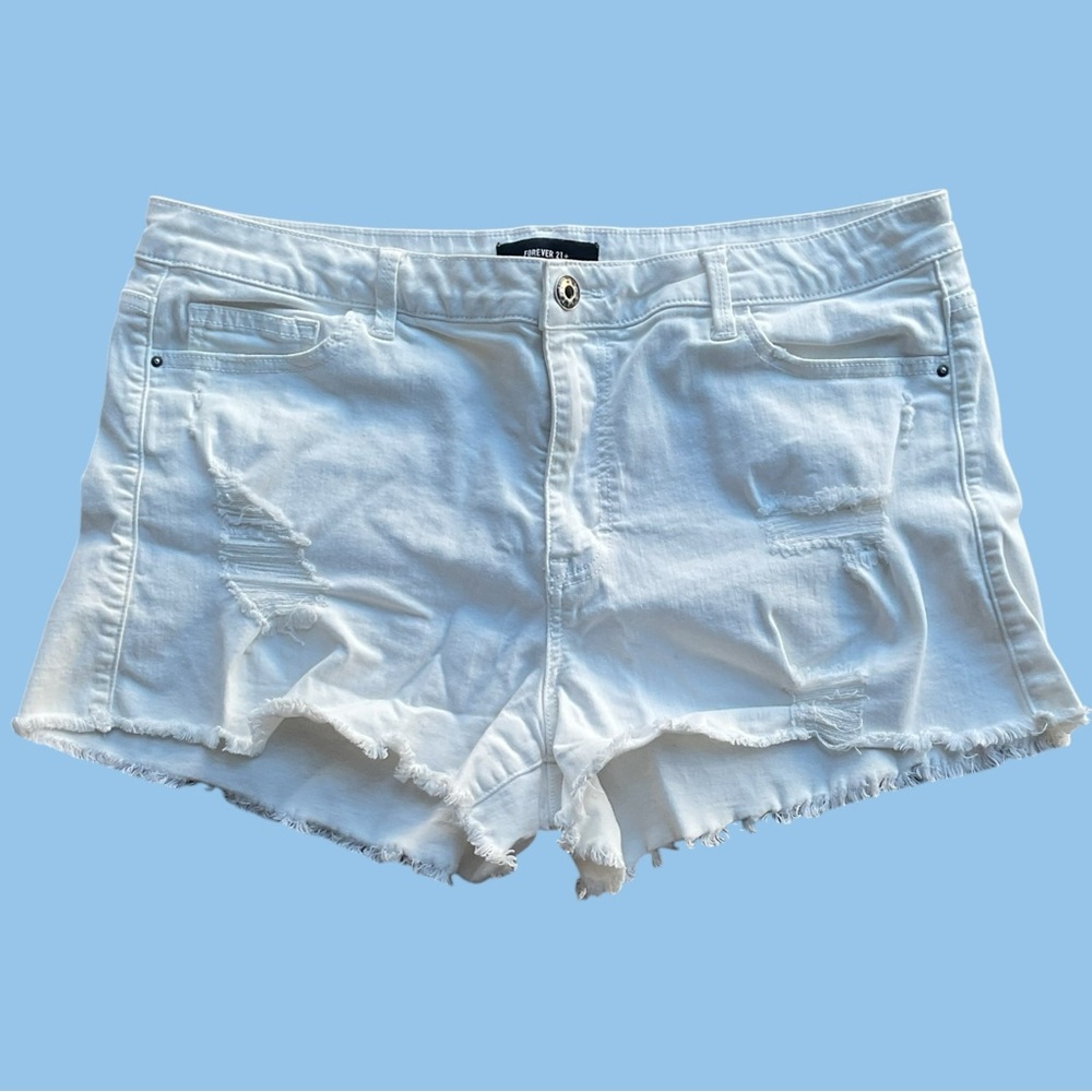Forever21 distressed retro high-rise denim shorts